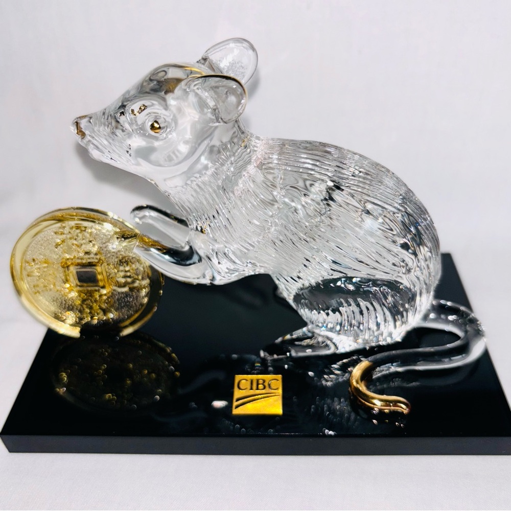 Chinese Zodiac Year of the Rat Collectible CIBC Glass Lucky Coin Paperweight